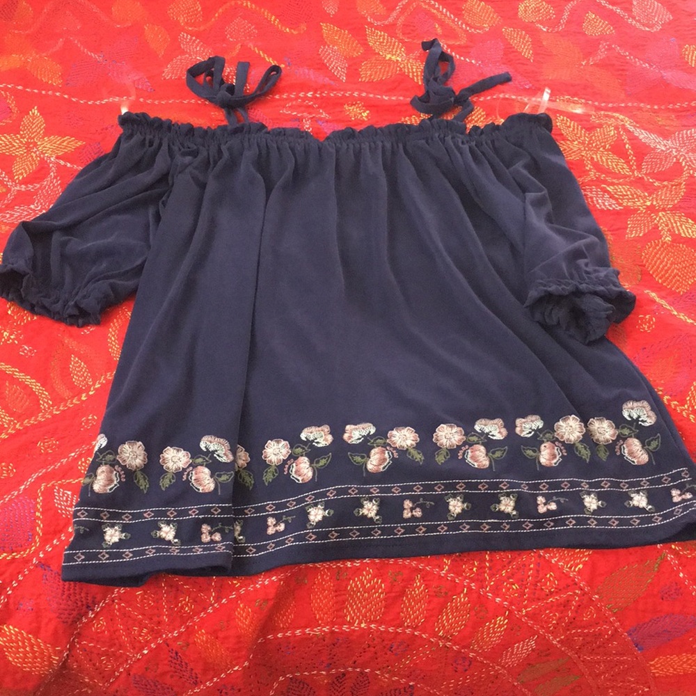 off the shoulder tie top